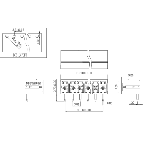 3,81 mm Pitch Plug-in-Platine-Klemme 90-Grad-Stiftstift Sockel